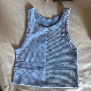 Ribbed Sleeveless Tank Top in Light Blue